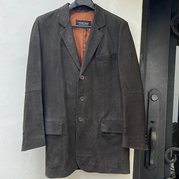 Vintage Donald J Pliner  Italian leather Sport Jacket  Dark Brown 52 R - Picture 10 of 10